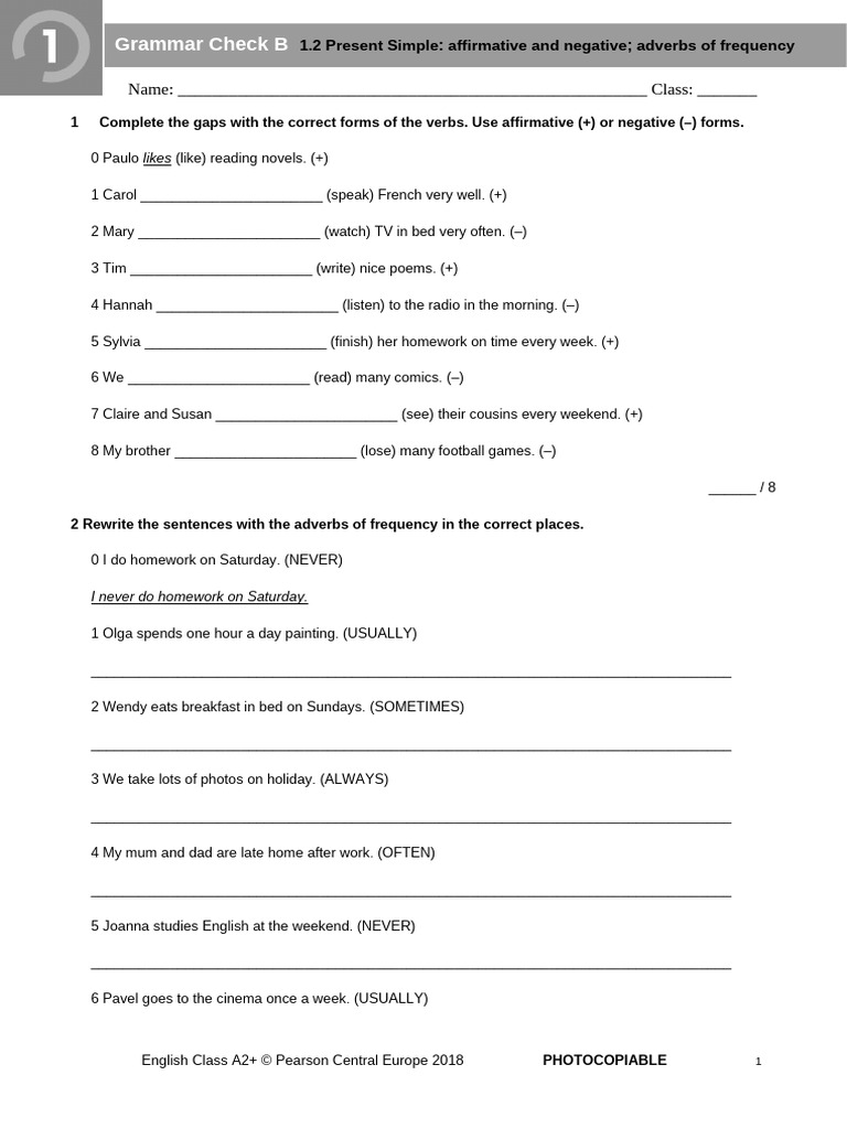 A2 Grammar Check: Present Simple | PDF | Language Families | Linguistic ...