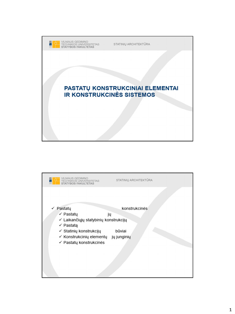 +01 - Pastatu Konstrukcines Sistemos Ir Elementai - 2019 | PDF