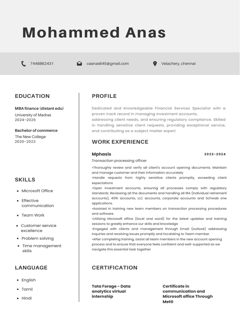 Financial Services Specialist Resume | PDF | Microsoft Office | Computing