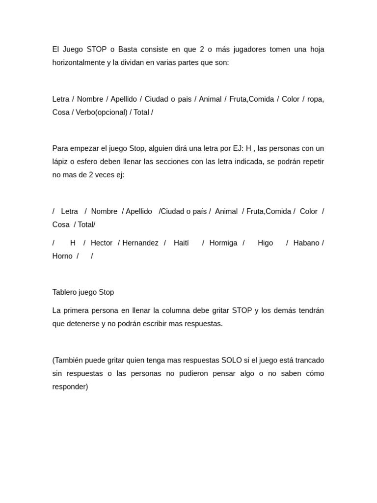 Cómo Jugar al Juego STOP: Reglas y Beneficios | PDF