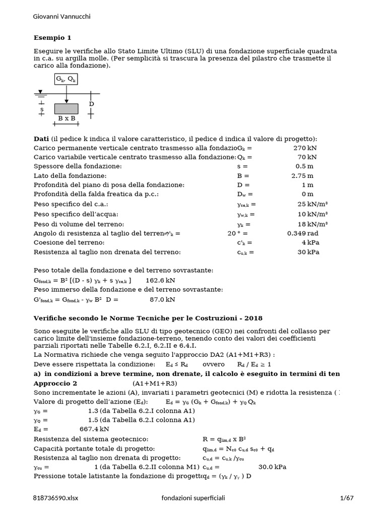 Esempi Geotecnica NTC 2018 | PDF