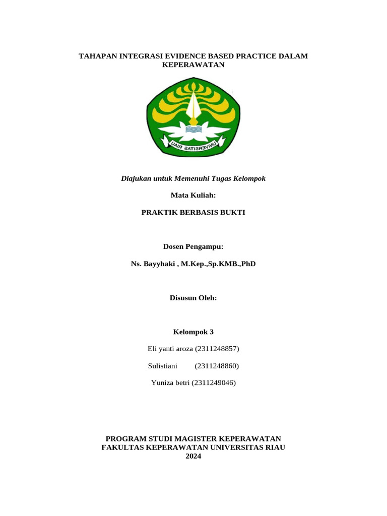 Tahapan Evidence Based Practice Keperawatan | PDF | Karier & Perkembangan