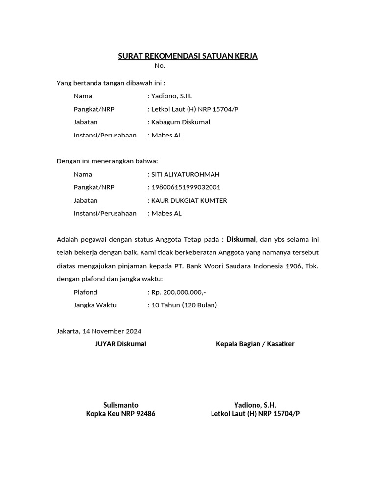 Surat Rekomendasi | PDF