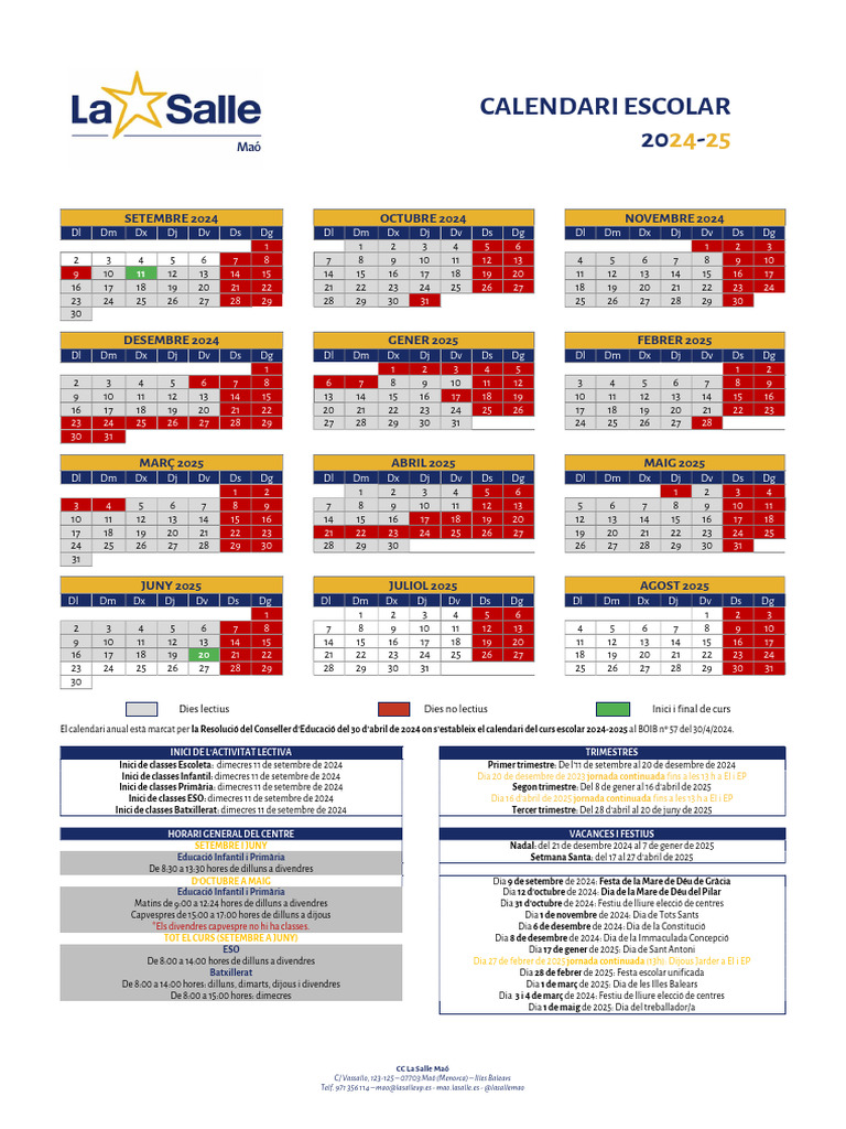Calendari Escolar 24 25 R1 | PDF