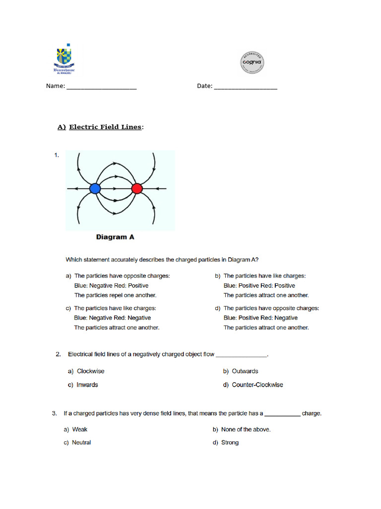 Electric Field and Charge Interaction Worksheet | PDF | Teaching ...