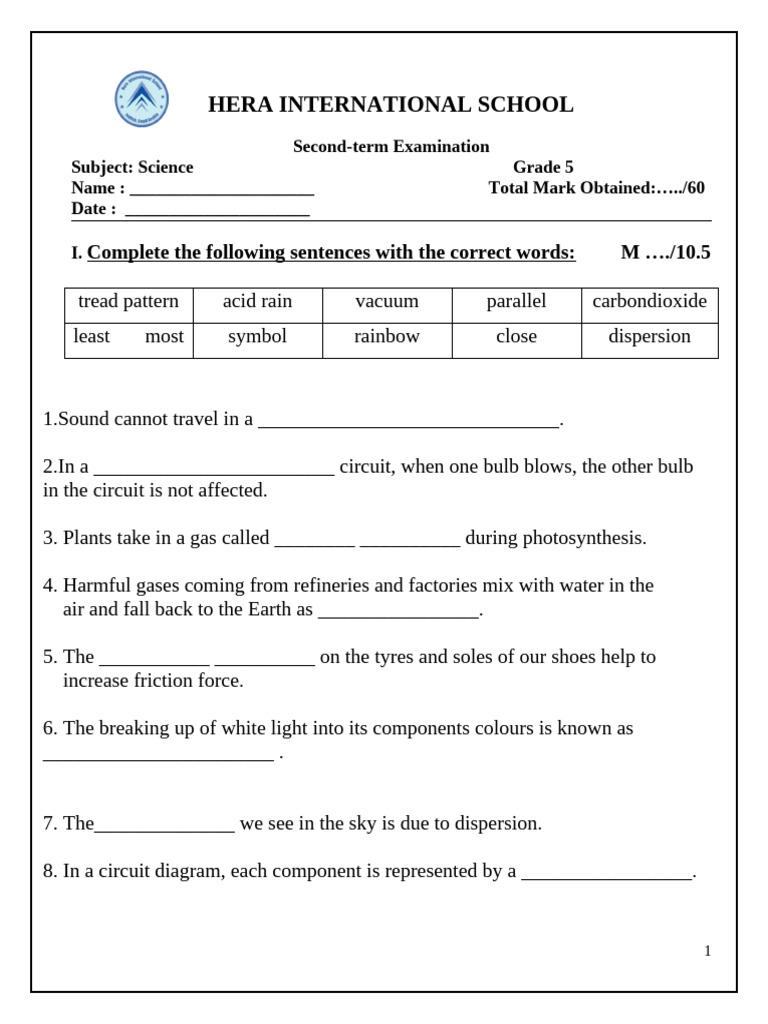 Gr 5 science exam 2 pdf electrical resistance and conductance
