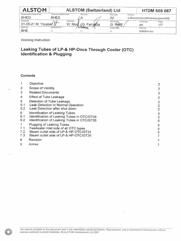 Leaking Tube of HP LP OTC Identify and Plugging | PDF | Leak | Water