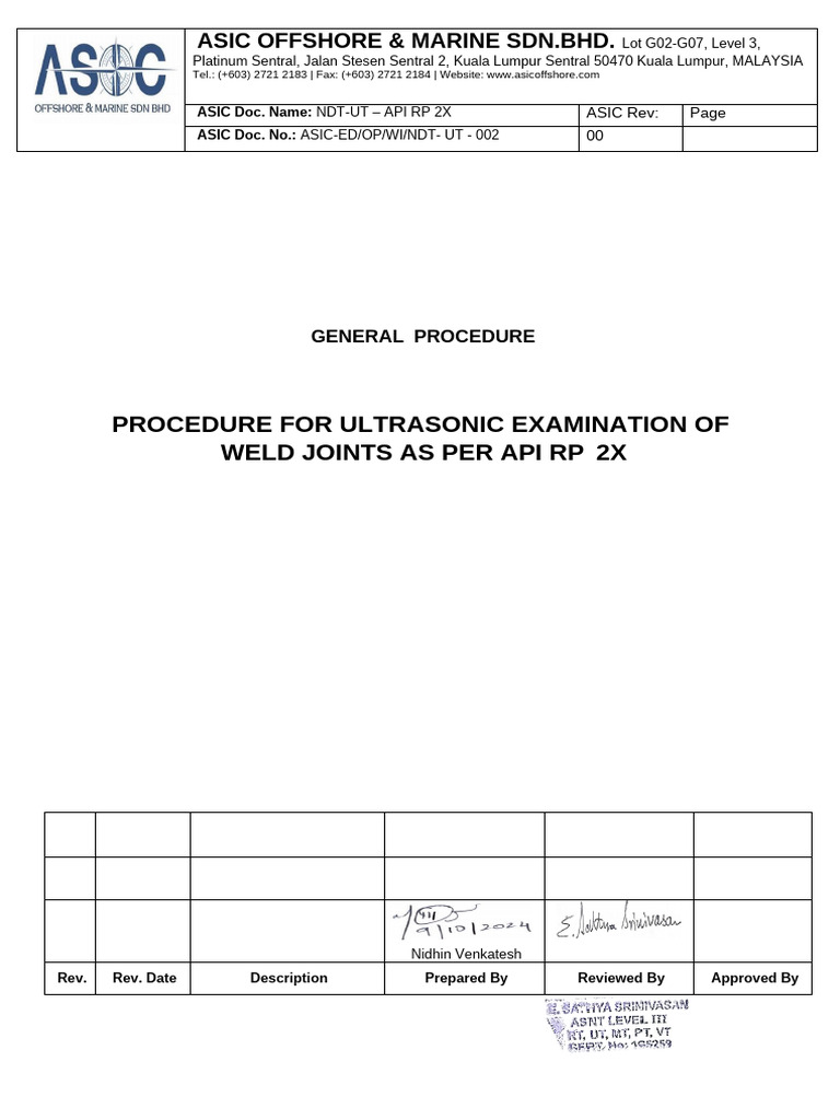 Ultrasonic Testing Procedure API RP 2X | PDF | Nondestructive Testing