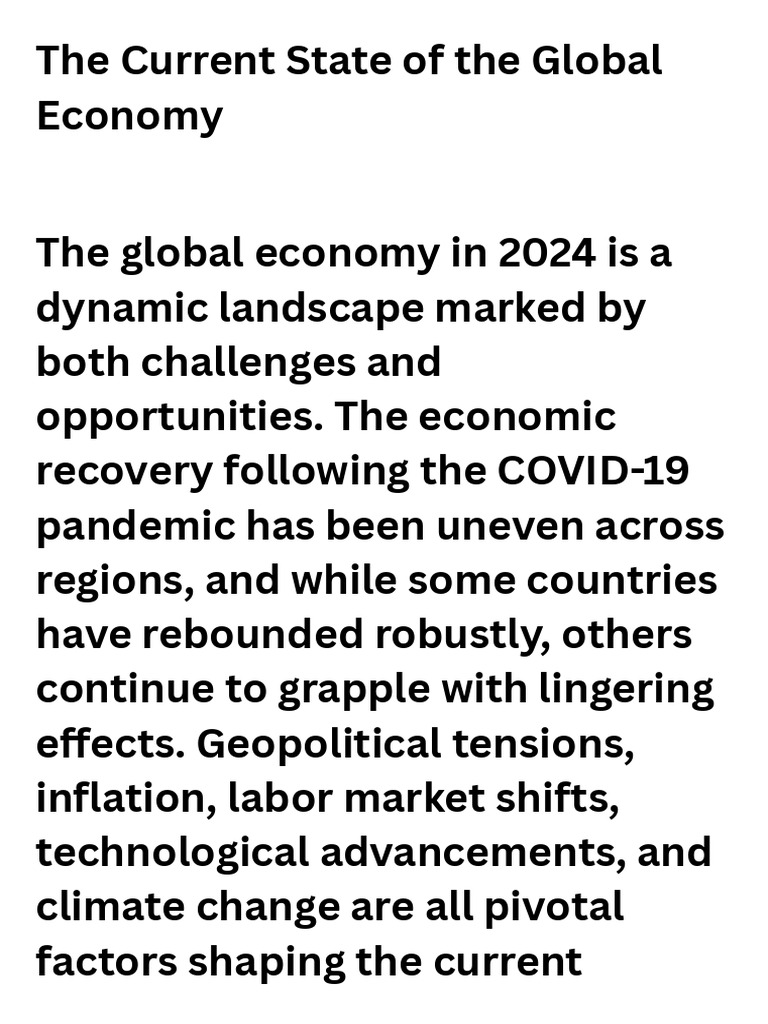 The Current State of The Global Economy | PDF | Inflation | Climate Change