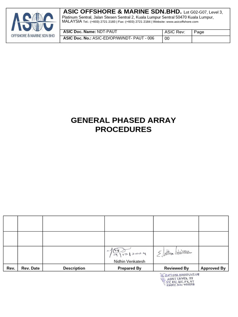 NDT-PAUT Procedure for Phased Array | PDF | Calibration ...
