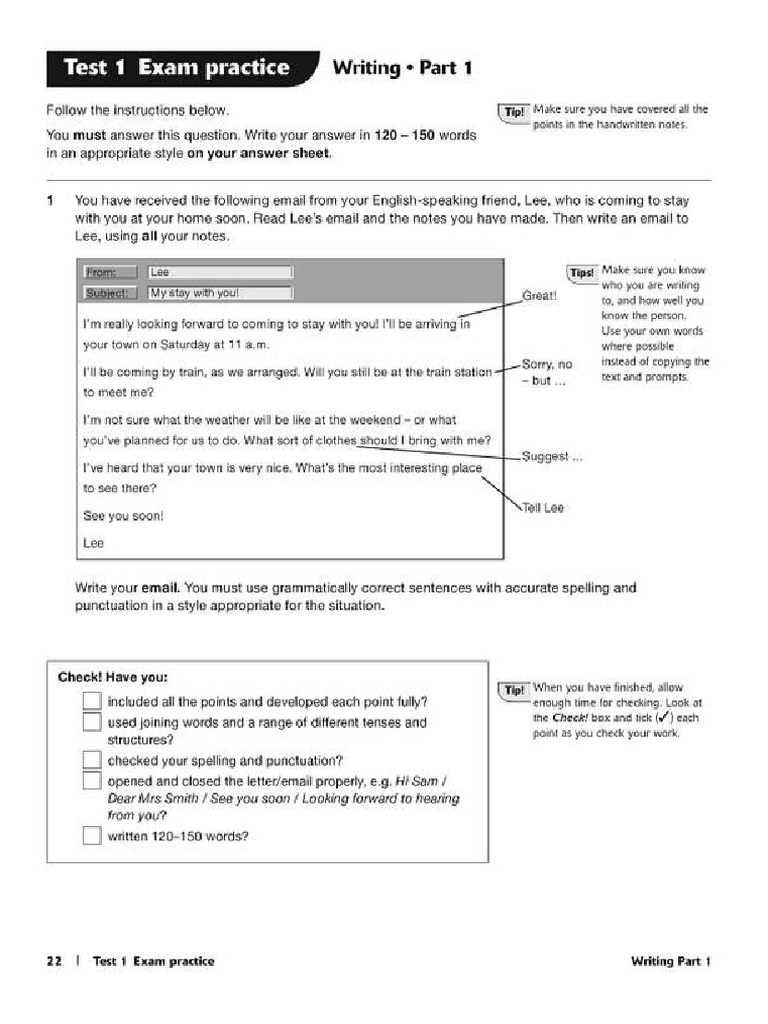 Writing 1 PET | PDF