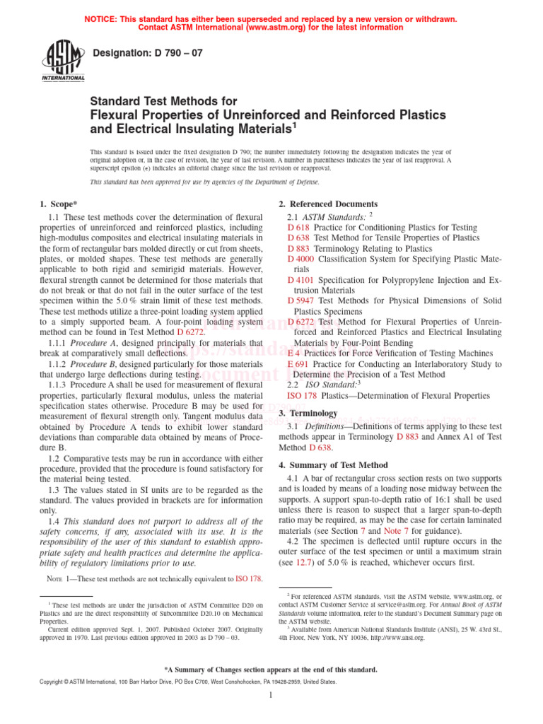 Astm D790 07 | PDF | Strength Of Materials | Deformation (Engineering)