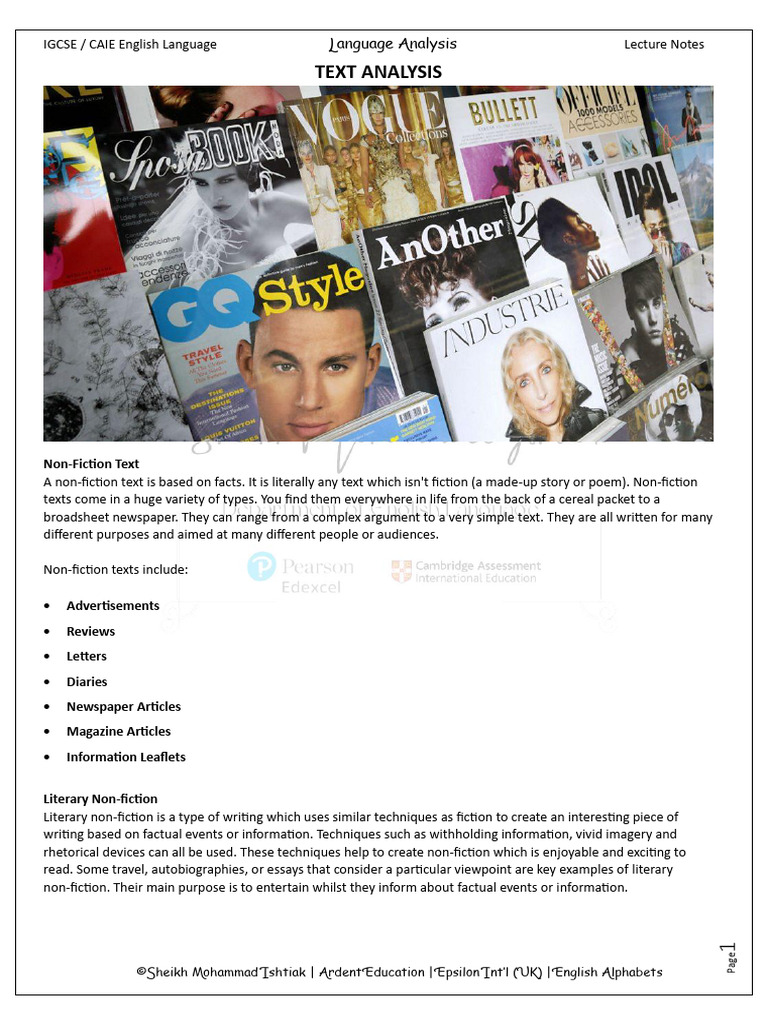 Language Analysis 1 Pdf Non Fiction