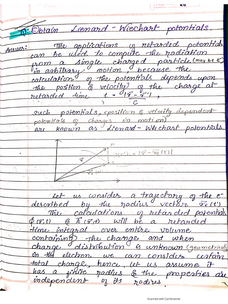 Derive The Equations For Lienard - Wiechert Potentials | PDF