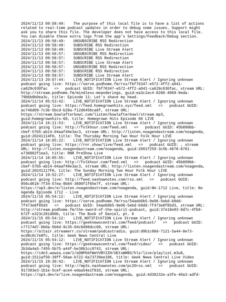 Web Sub Update Log PDF Podcast Multimedia