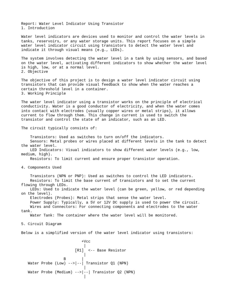 Report Water Level Indicator | PDF | Bipolar Junction Transistor ...