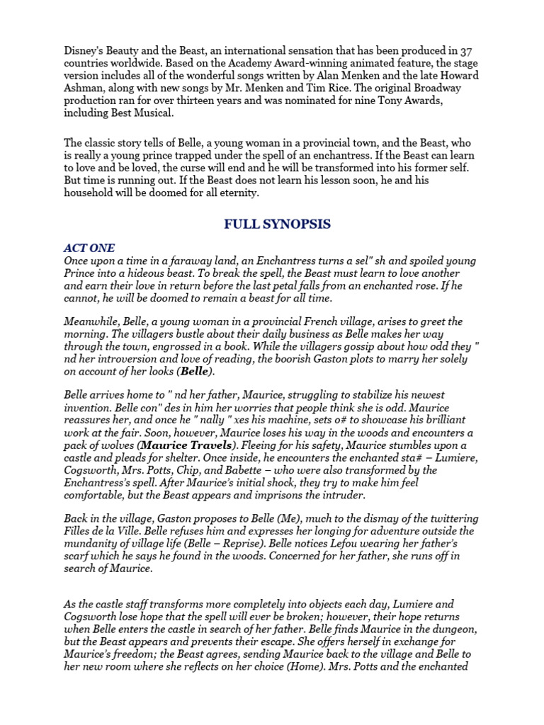 Beauty and The Beasts How Synopsis | PDF