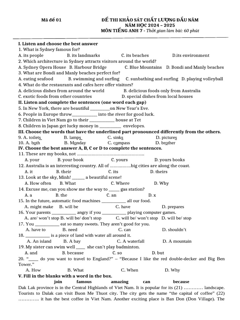 KSCLĐN Anh 7 2425 | PDF | Home & Garden