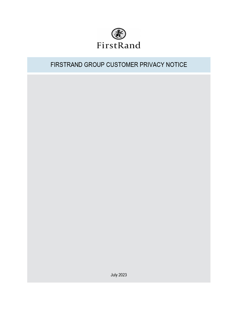 FirstRand Group Customer Privacy Notice | PDF | Insurance | Credit Card