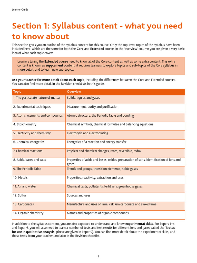 Course Syllabus and Revision Guide | PDF | Chemical Reactions | Oxide