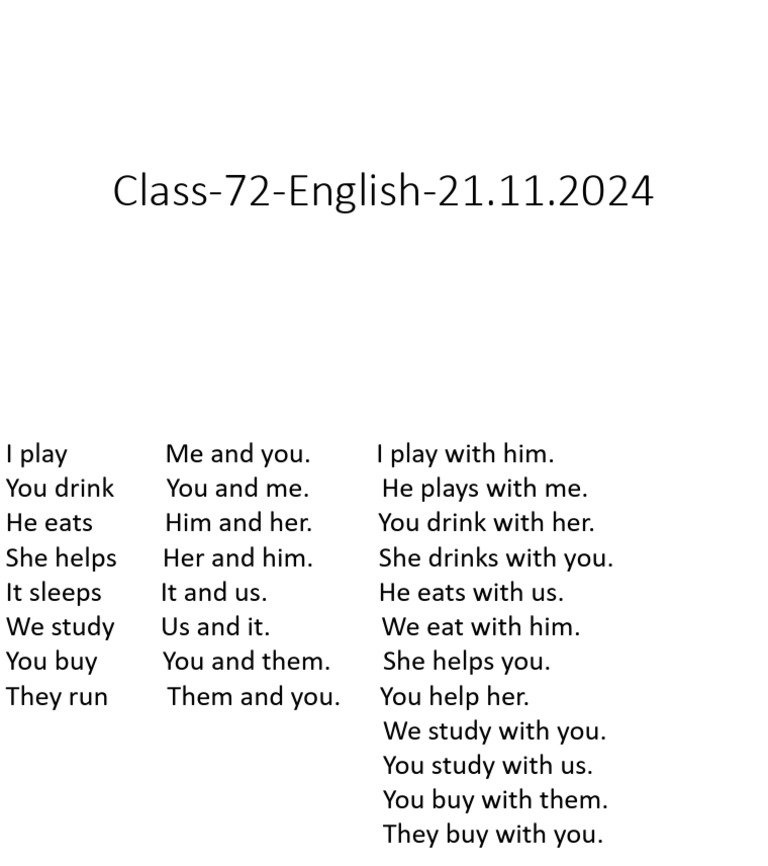 Class 72 English 21.11.2024 Particular Davi | PDF