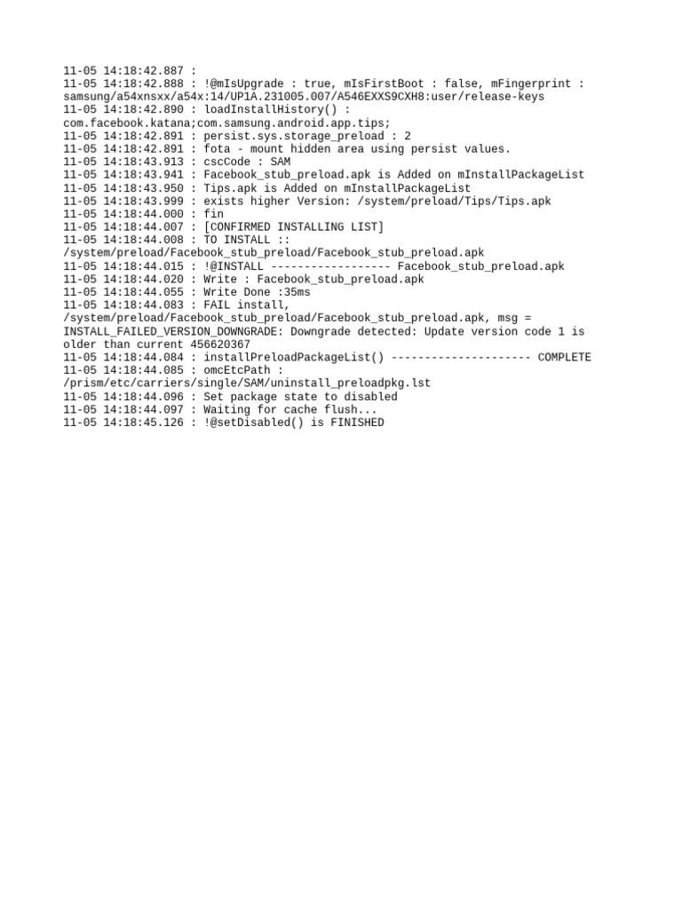 Facebook Preload Installation Log | PDF | Computers