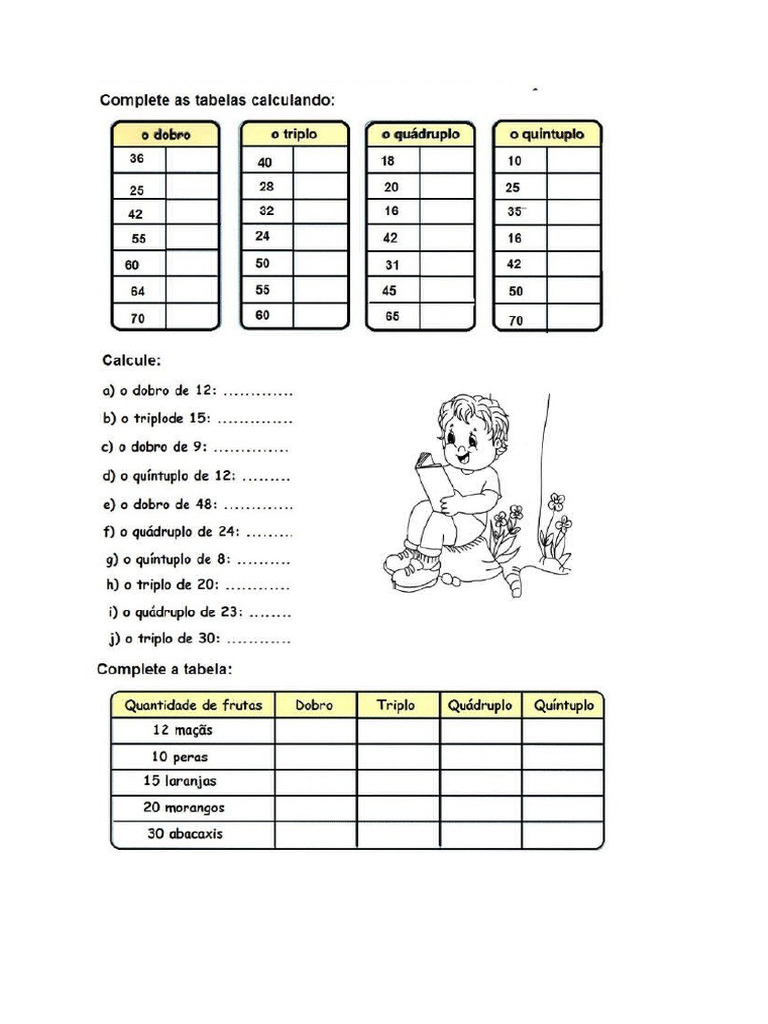 Atividade Sobre Dobro Triplo Quadruplo e Quintuplo | PDF