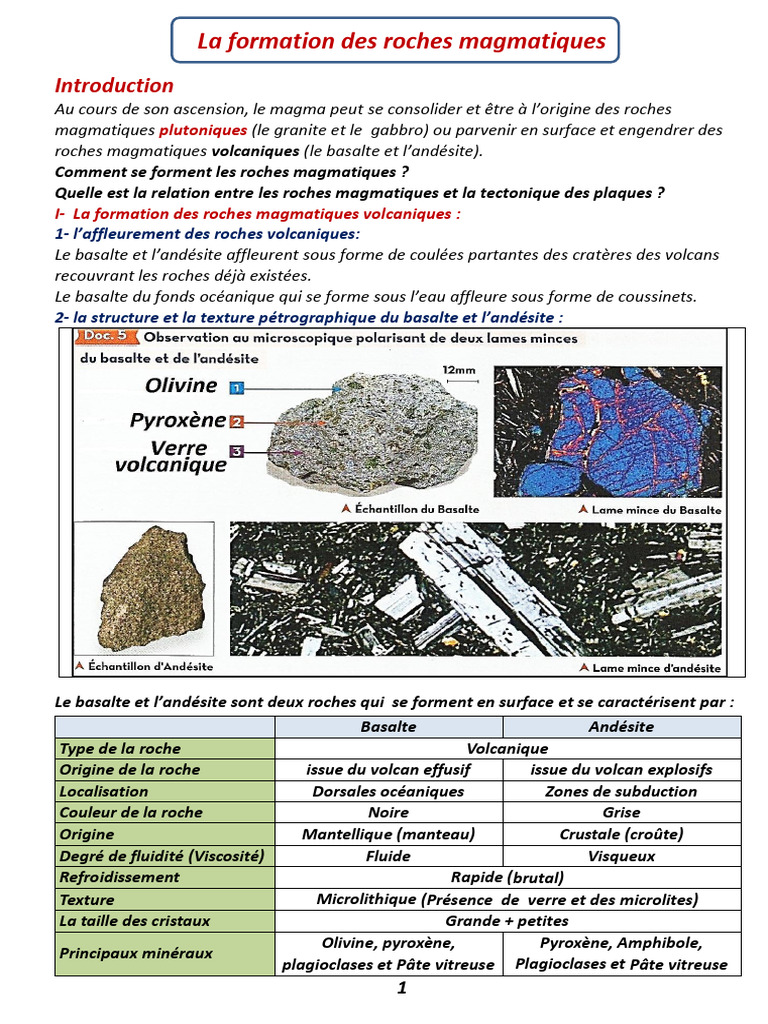 Formation des Roches Magmatiques | PDF | Granit | Magma