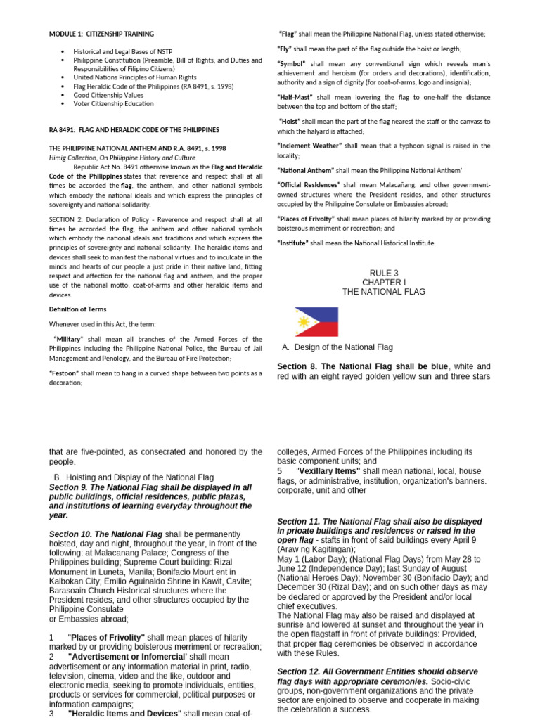 Citizenship FLAG AND HERALDIC CODE | PDF | Flag | Philippines