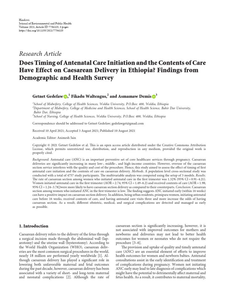 Does Timing of Antenatal Care Initiation and The C | PDF | Childbirth ...