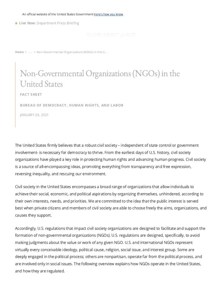 Overview of U.S. NGOs and Civil Society | PDF | Tax Exemption ...