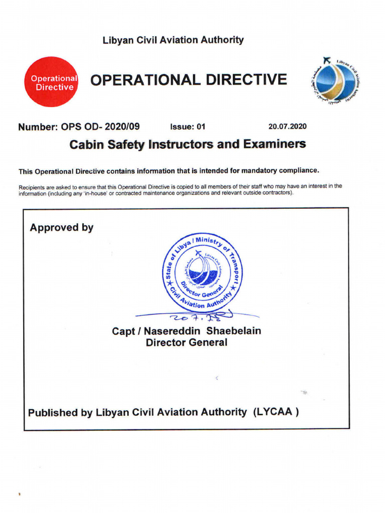 OPS_OD-2020_09 | PDF | Flight Attendant | Personal Trainer