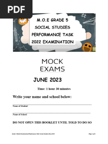 2022 Grade 5 PEP - Social Studies Performance Task