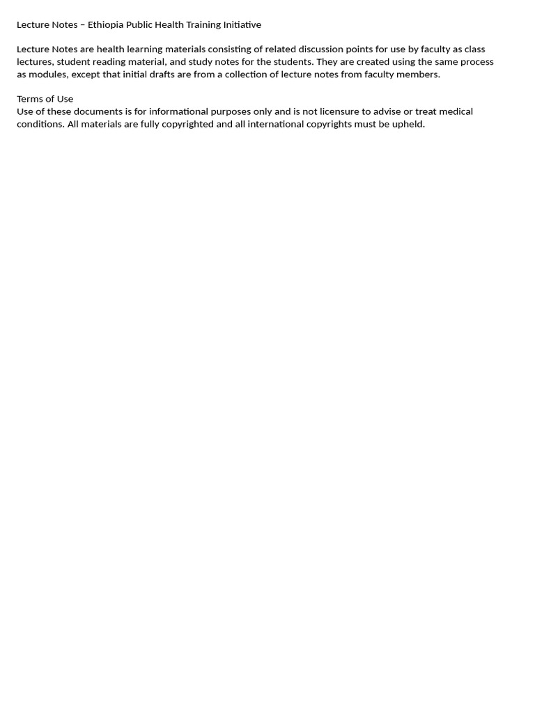 Ethiopia Public Health Lecture Notes | PDF