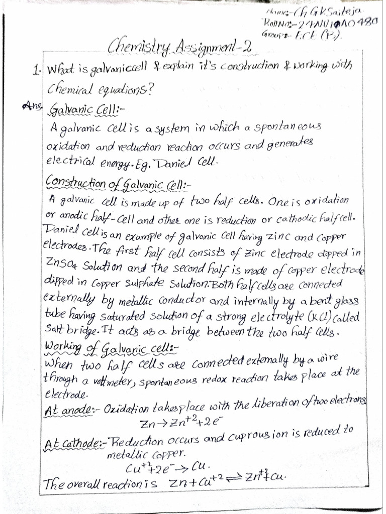 Chemistry Assignment 2 | PDF