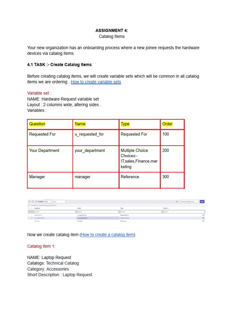 Laptop Request Catalog Item Creation | PDF | Laptop | Computer Hardware
