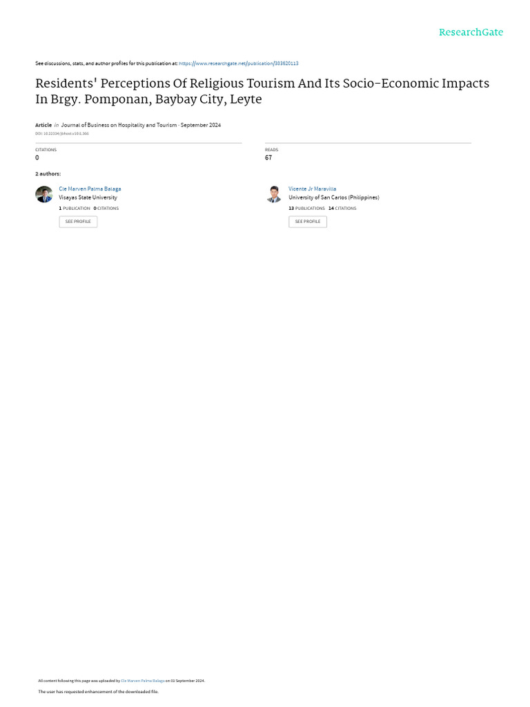 Residents' Views on Religious Tourism Impact | PDF | Cost Of Living ...