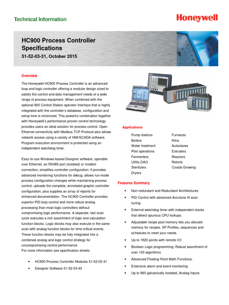 HC900 Process Controller Overview | PDF | Input/Output | Computer Network