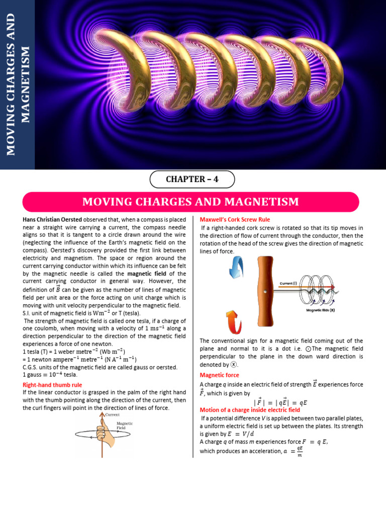 Moving Charges and Magnetism | PDF | Magnetic Field | Torque