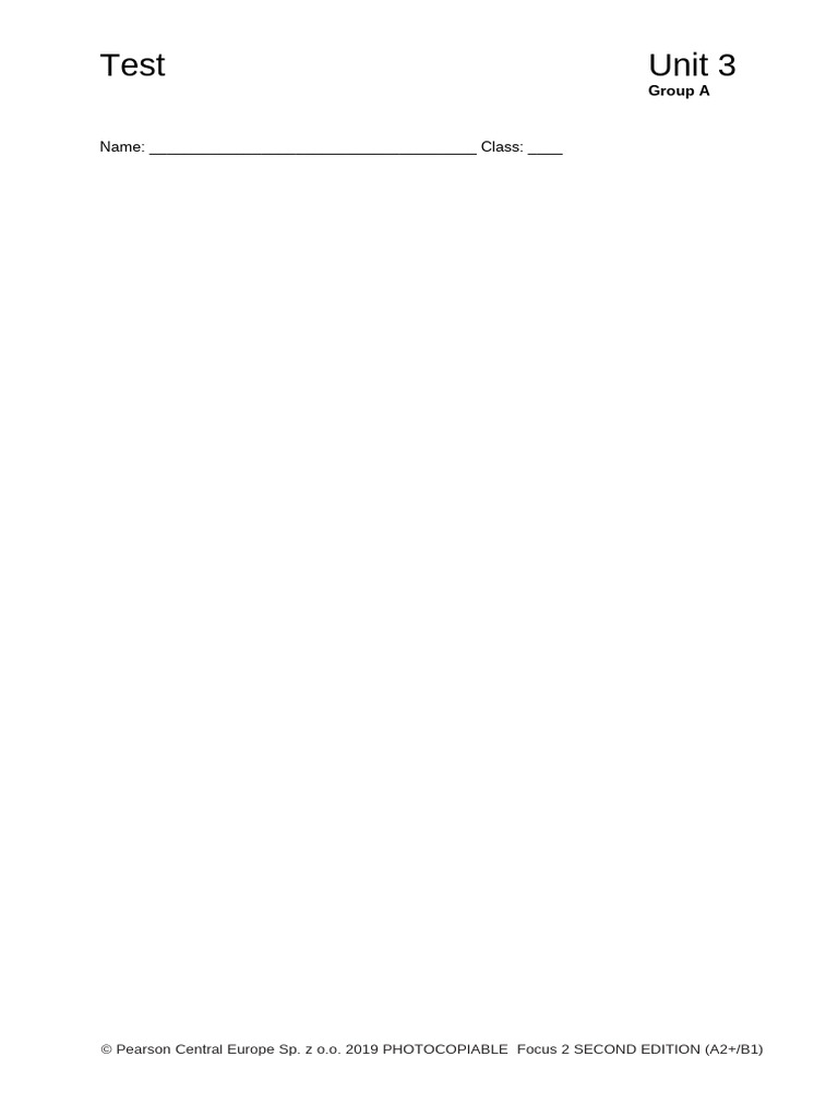 Focus 2 Unit 3 Test Answers | PDF