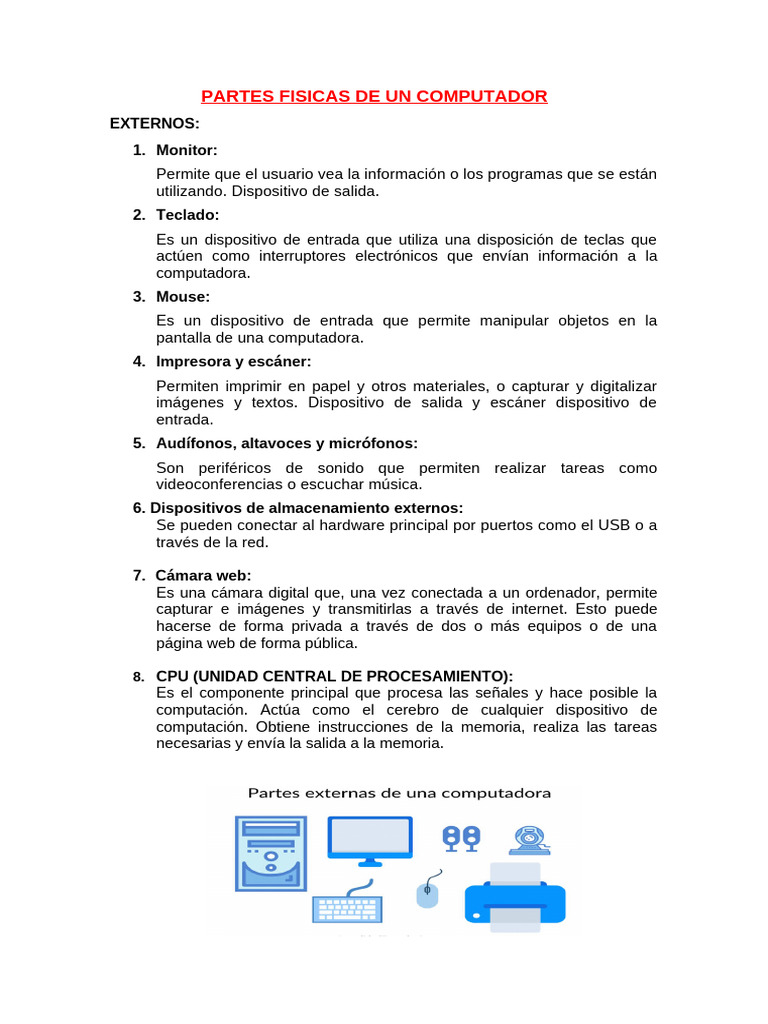 Partes Físicas de un Computador | PDF | Hardware de la computadora ...