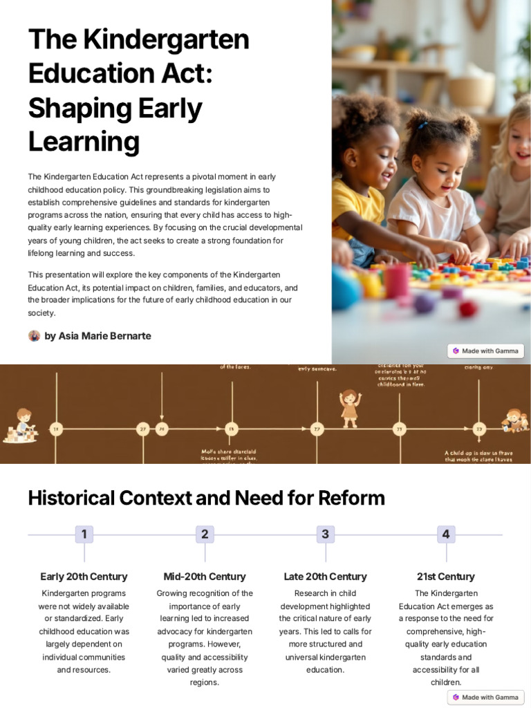 The Kindergarten Education Act Shaping Early Learning | PDF | Teachers ...