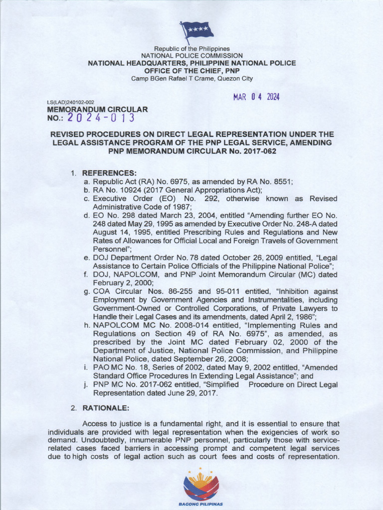 Revised Legal Representation Procedures PNP | PDF | Prosecutor | Search ...
