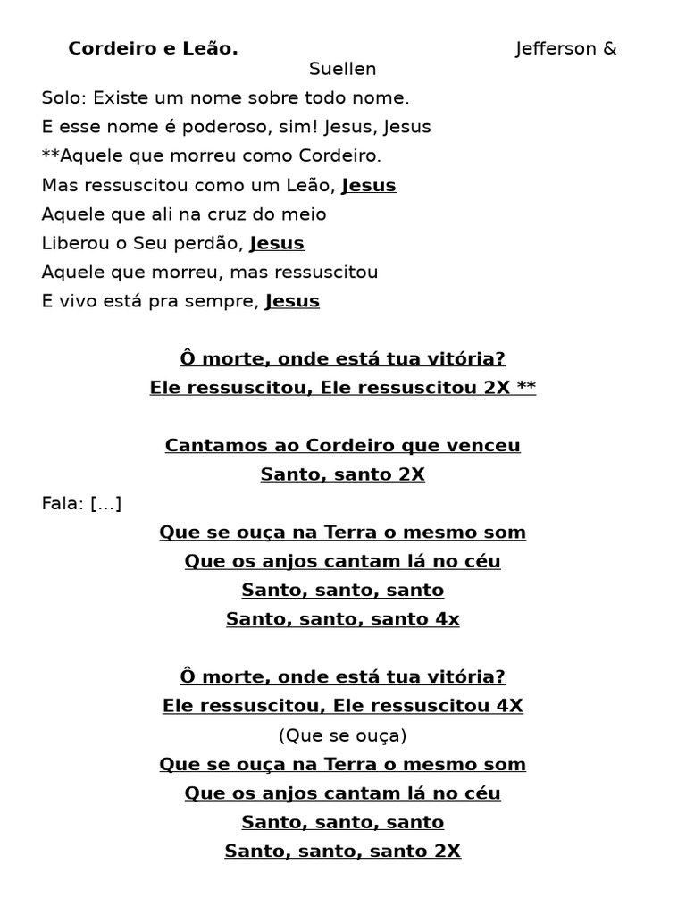Cordeiro e Leão: Jefferson & Suellen | PDF | Religião e Espiritualidade