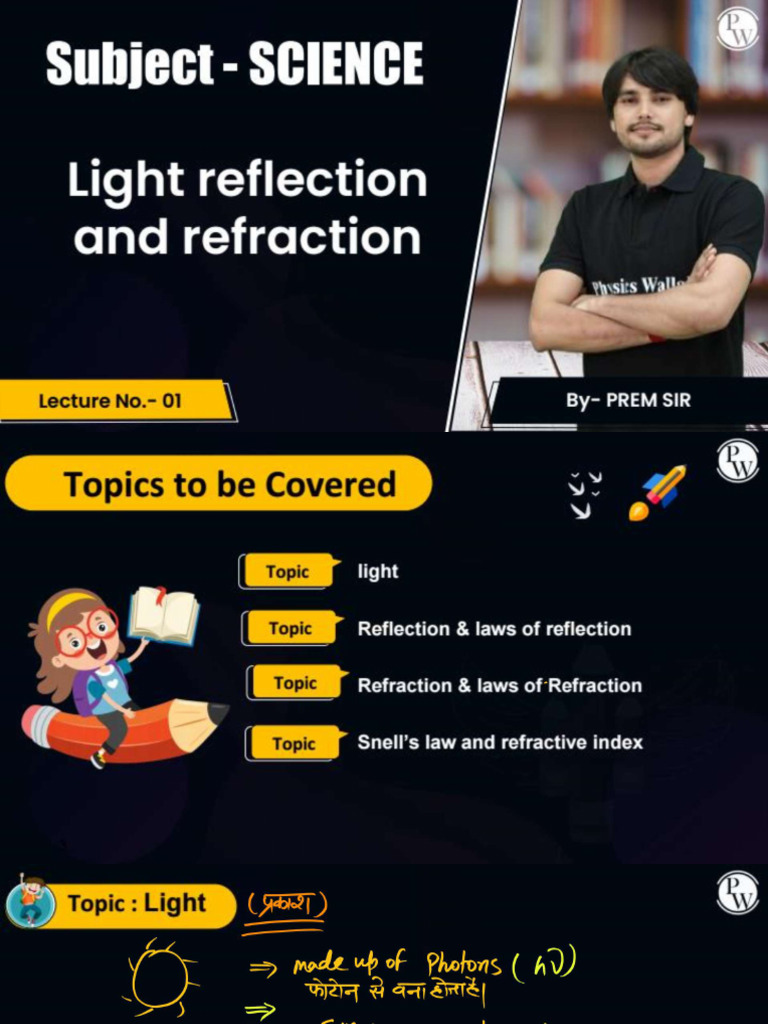 Light Reflection and Refraction - Class Notes | PDF