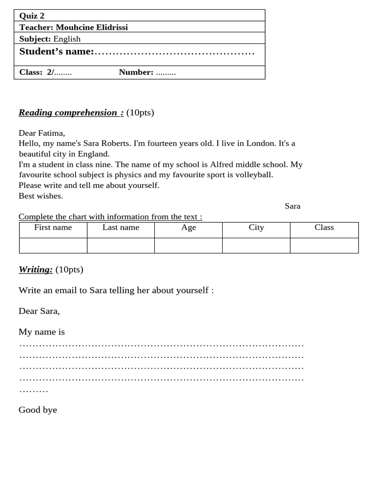 Quiz 2 8th Grade Pdf