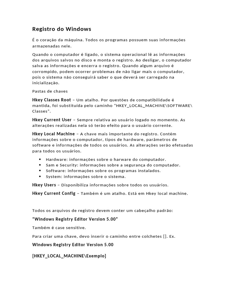 Registro do windows pdf