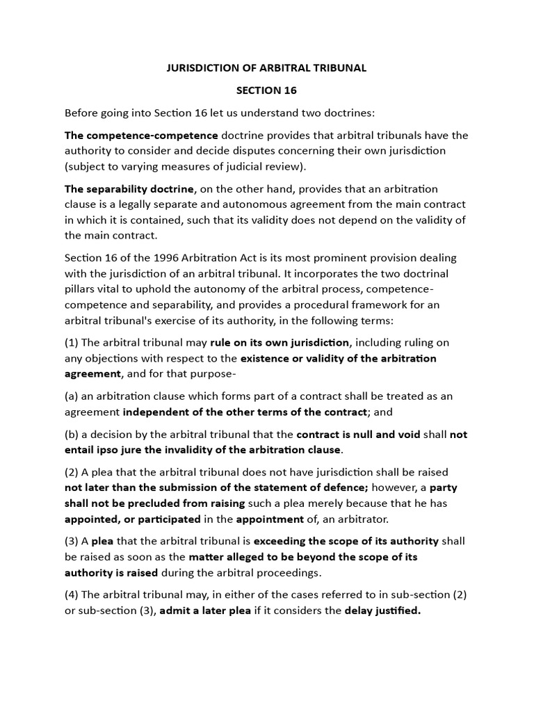 Jurisdiction of Arbitral Tribunal Explained | PDF | Arbitration ...