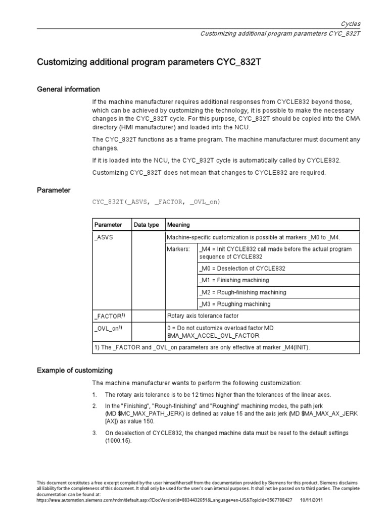 Customizing CYCLE832T Parameters | PDF | Parameter (Computer ...