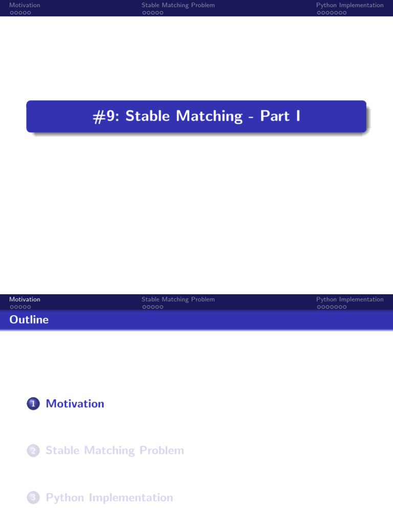 #9: Stable Matching - Part I | PDF